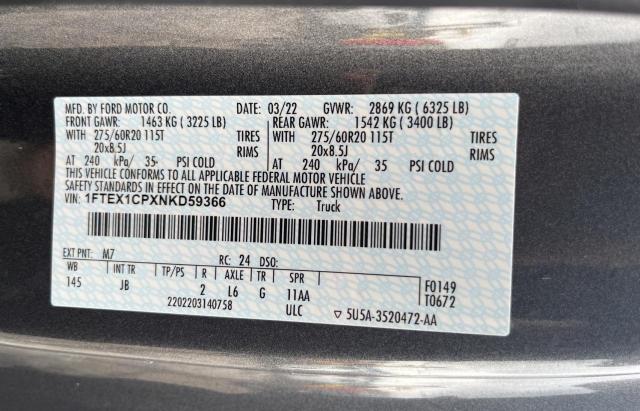 2022 FORD F150 SUPER 1FTEX1CPXNKD59366