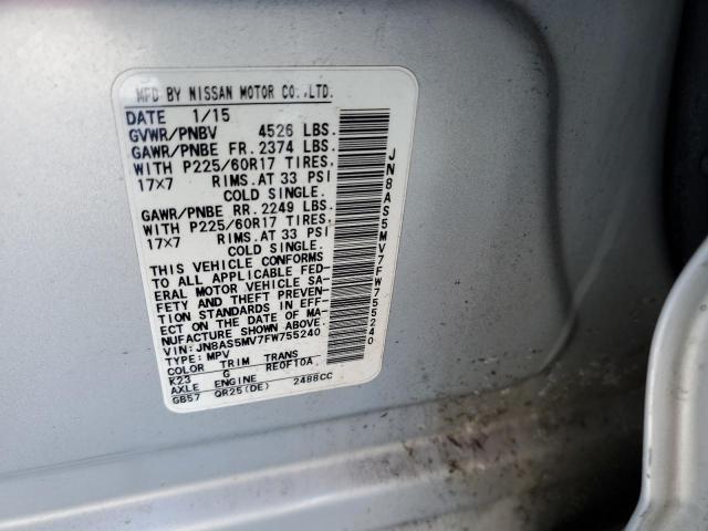 JN8AS5MV7FW755240 Nissan Rogue Select S