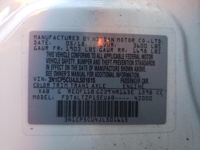 3N1CP5CU4JL501615 Nissan KICKS S