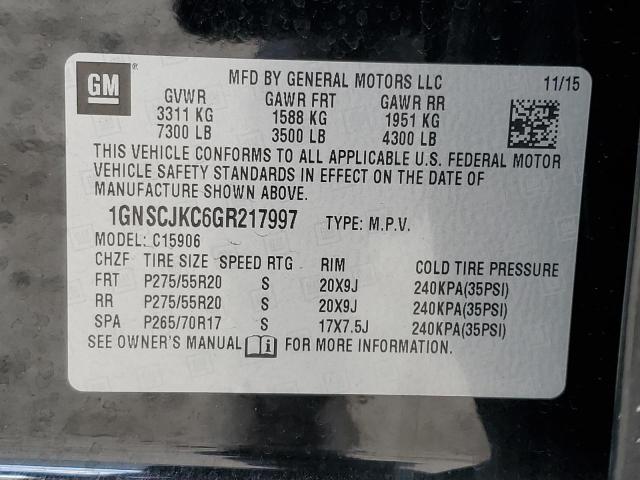2016 CHEVROLET SUBURBAN C - 1GNSCJKC6GR217997