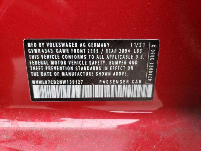 2022 VOLKSWAGEN GTI SE WVWL87CD2NW139127