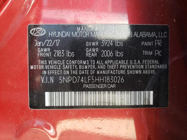 5NPD74LF5HH183026 Hyundai ELANTRA SE