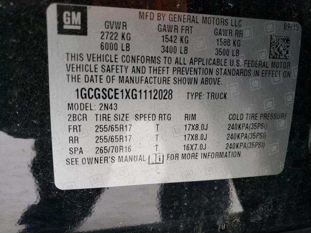 2016 CHEVROLET COLORADO L - 1GCGSCE1XG1112028