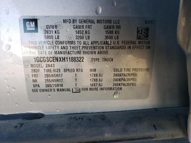 2017 CHEVROLET COLORADO L - 1GCGSCENXH1188322