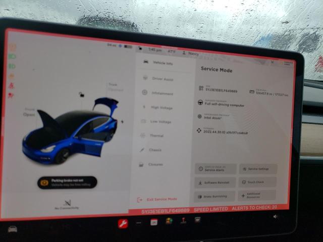 5YJ3E1EB1LF649889 Tesla MODEL 3