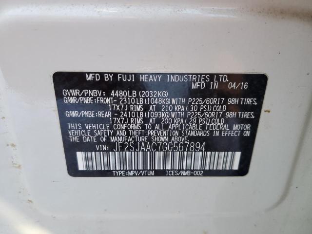 2016 SUBARU FORESTER 2 - JF2SJAAC7GG567894
