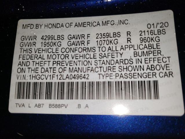 2020 HONDA ACCORD LX 1HGCV1F12LA049642