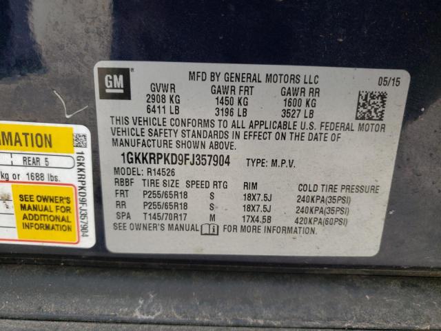 1GKKRPKD9FJ357904 GMC ACADIA SLE