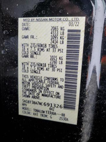 5N1BT3BA7NC691326 Nissan ROGUE SV