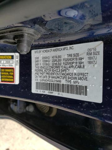 2016 HONDA CR-V TOURI - 5J6RM3H93GL016499