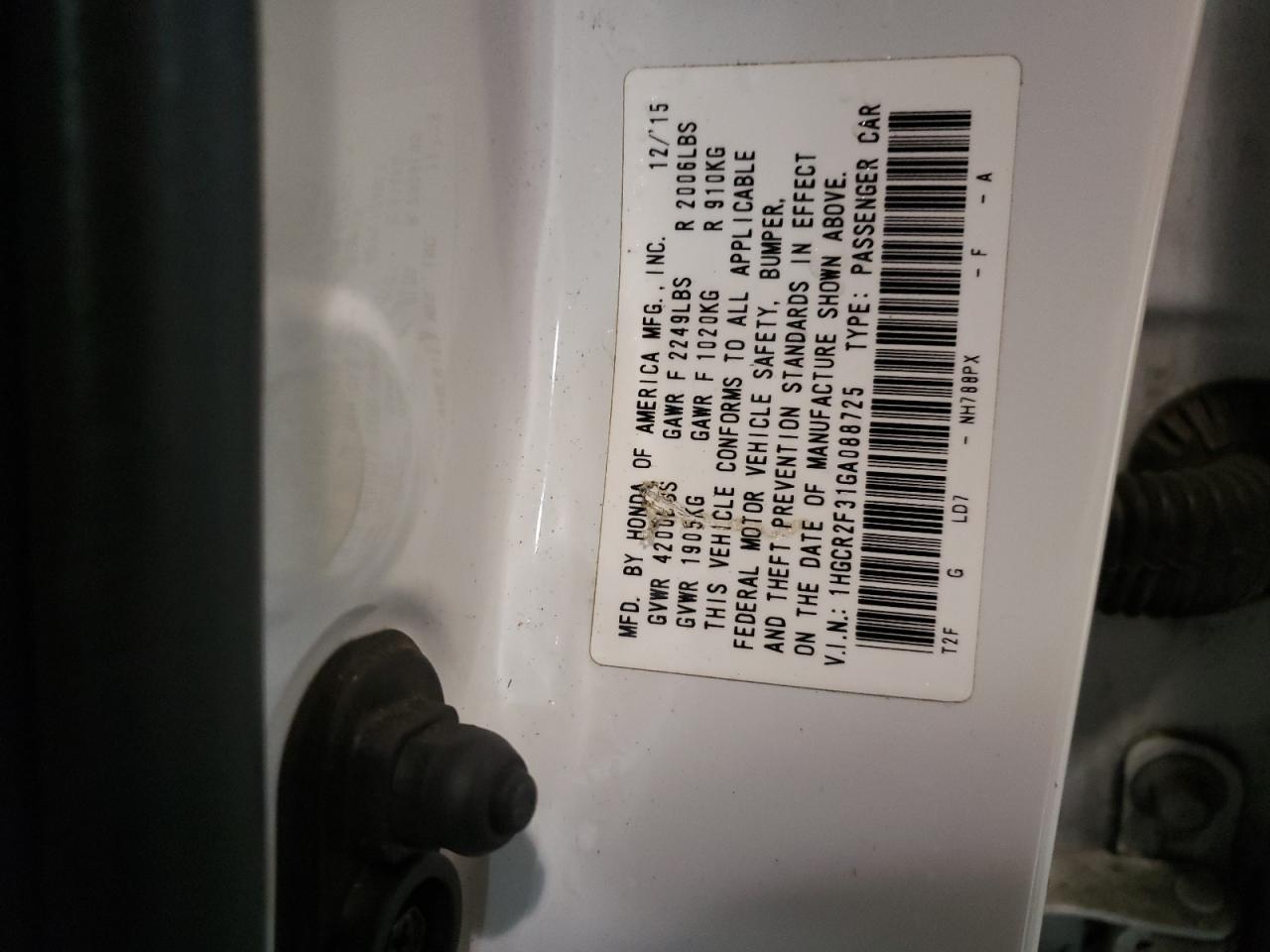 1HGCR2F31GA088725 HONDA ACCORD 2016