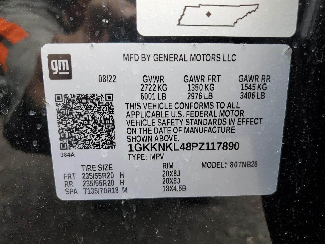 2023 GMC Acadia Sle vin: 1GKKNKL48PZ117890