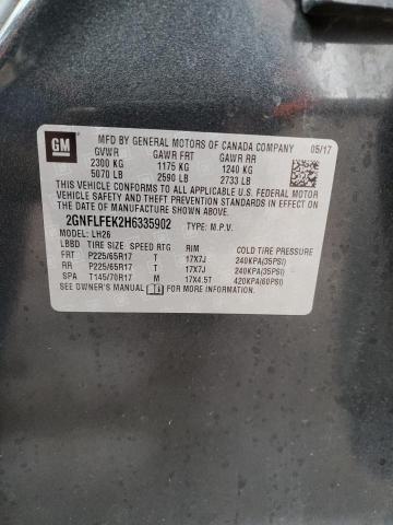2017 CHEVROLET EQUINOX LT 2GNFLFEK2H6335902