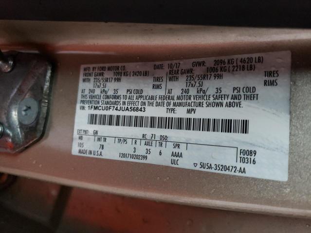 2018 FORD ESCAPE S 1FMCU0F74JUA56843