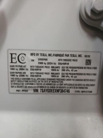 2022 TESLA MODEL Y 7SAYGDEEXNF384746