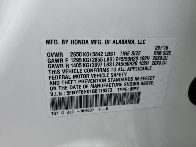 2016 HONDA PILOT ELIT - 5FNYF6H01GB119373
