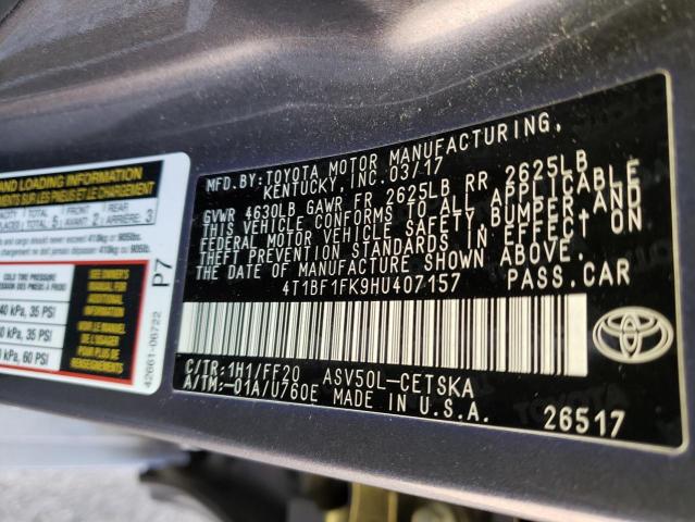 2017 TOYOTA CAMRY LE 4T1BF1FK9HU407157