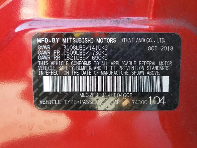 2019 MITSUBISHI MIRAGE G4 ML32F3FJ1KHF04608