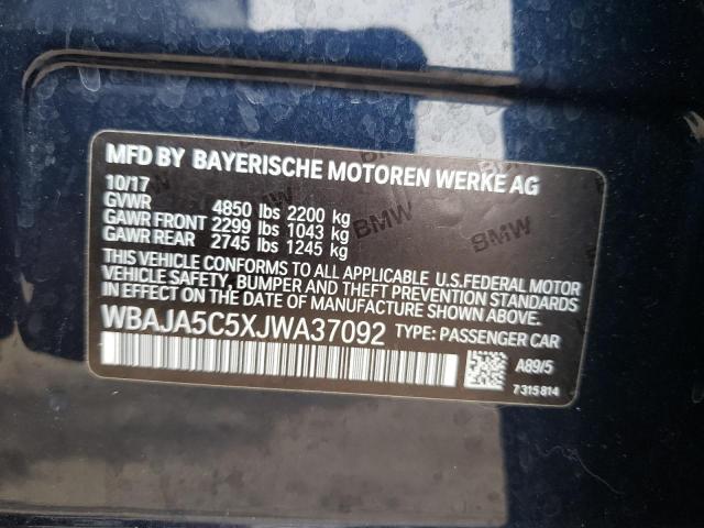 2018 BMW 530 I WBAJA5C5XJWA37092