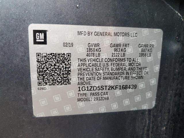 2019 CHEVROLET MALIBU 1G1ZD5ST2KF168439