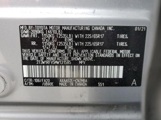 2021 TOYOTA RAV4 XLE 2T3W1RFV5MW131585