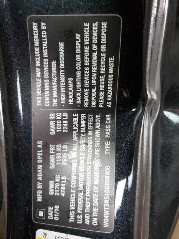 2016 BUICK CASCADA PR W04WT3N51GG058900