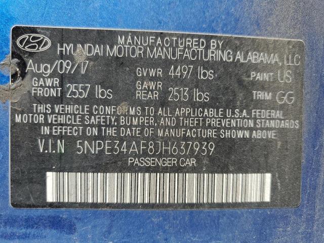 2018 HYUNDAI SONATA SPO 5NPE34AF8JH637939