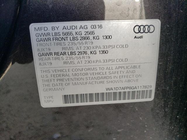2016 AUDI Q5 PREMIUM WA1D7AFP6GA117829