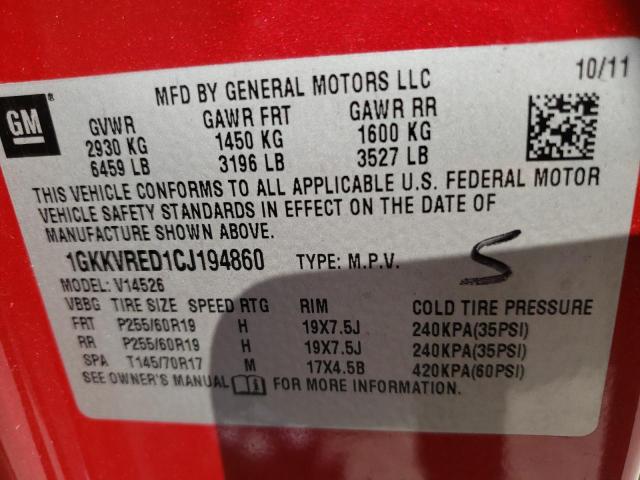 1GKKVRED1CJ194860 GMC Acadia Slt-1