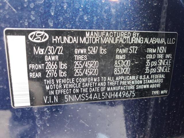 2022 HYUNDAI SANTA FE C 5NMS54AL5NH449675