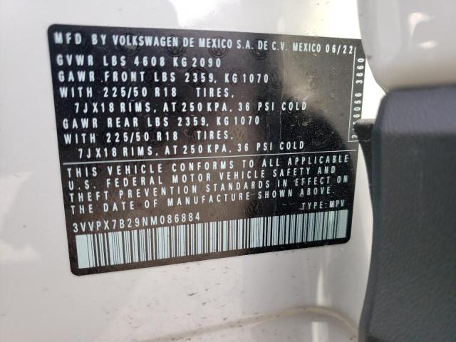 2022 VOLKSWAGEN TAOS SE IQ 3VVPX7B29NM086884