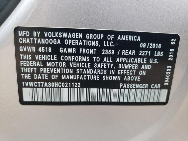 2017 VOLKSWAGEN PASSAT SEL - 1VWCT7A30HC021122