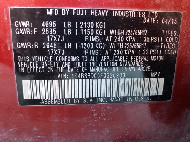 4S4BSBDC5F3326933 Subaru Outback 2.5i Premium