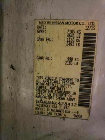 2016 NISSAN MAXIMA 3.5 1N4AA6AP4GC428412