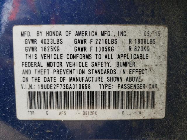 2016 ACURA ILX PREMIU 19UDE2F73GA010658