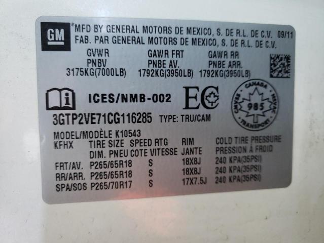 3GTP2VE71CG116285 GMC Sierra K1500 Sle