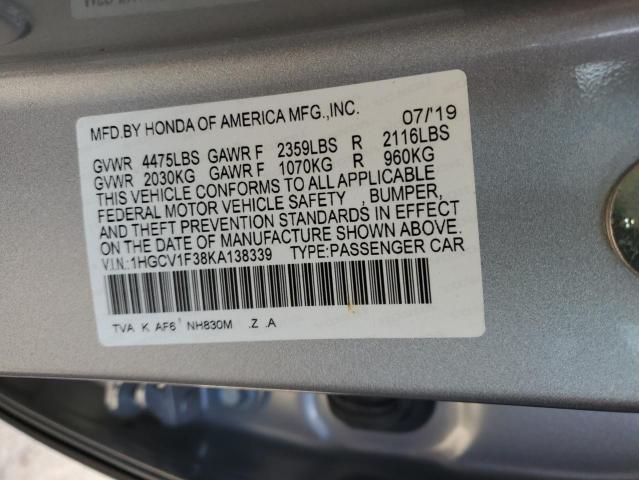 2019 HONDA ACCORD SPO 1HGCV1F38KA138339