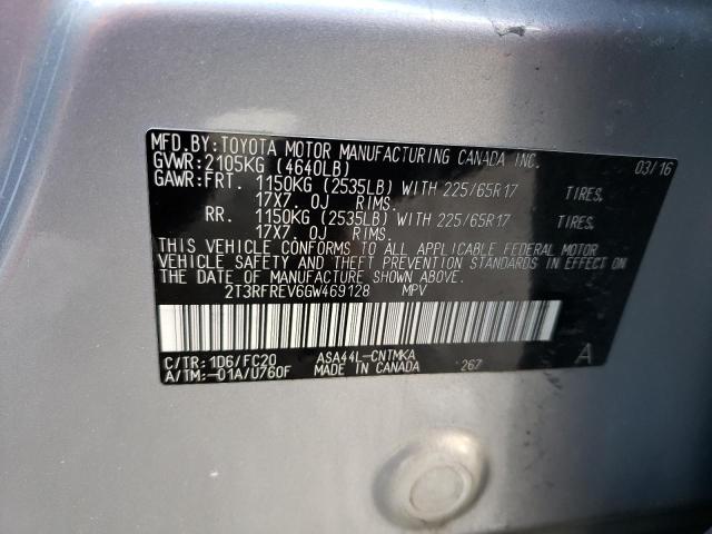 2016 TOYOTA RAV4 XLE 2T3RFREV6GW469128