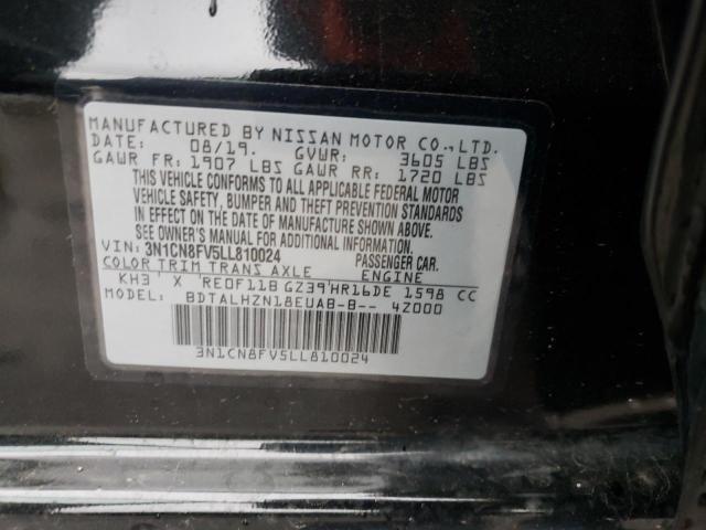 2020 NISSAN VERSA SR 3N1CN8FV5LL810024