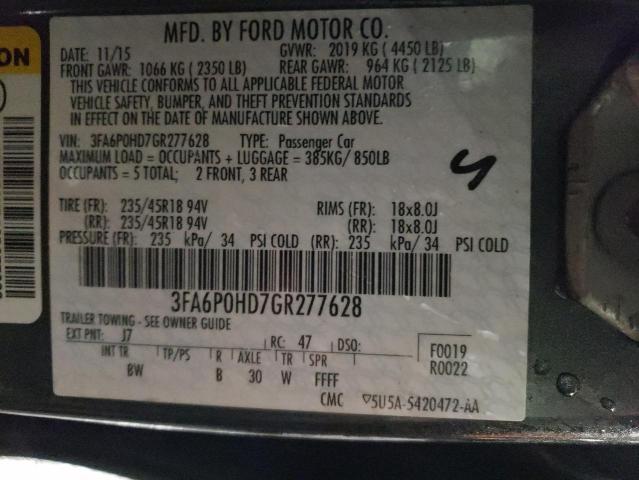 2016 FORD FUSION SE - 3FA6P0HD7GR277628