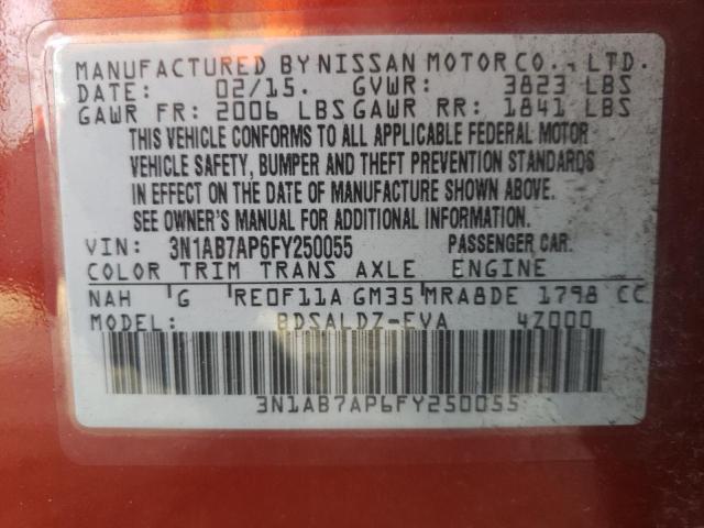 2015 NISSAN SENTRA S 3N1AB7AP6FY250055