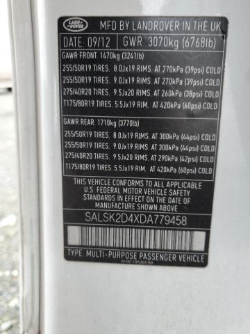 SALSK2D4XDA779458 Land Rover RANGEROVER