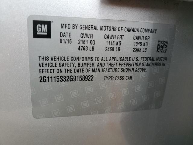 2016 CHEVROLET IMPALA LT 2G1115S32G9158922