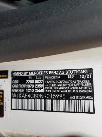 2022 MERCEDES-BENZ C 300 W1KAF4GB0NR015995