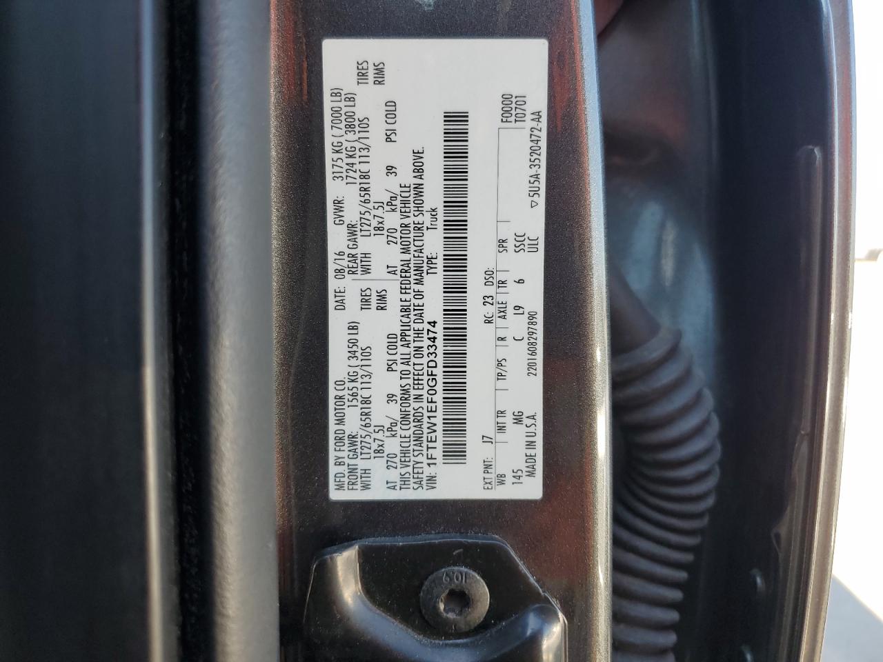 1FTEW1EF0GFD33474 2016 Ford F150 Supercrew