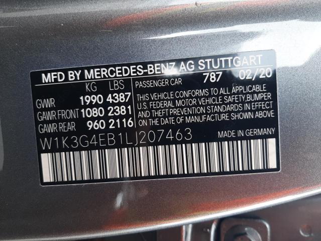 W1K3G4EB1LJ207463 Mercedes-Benz A 220