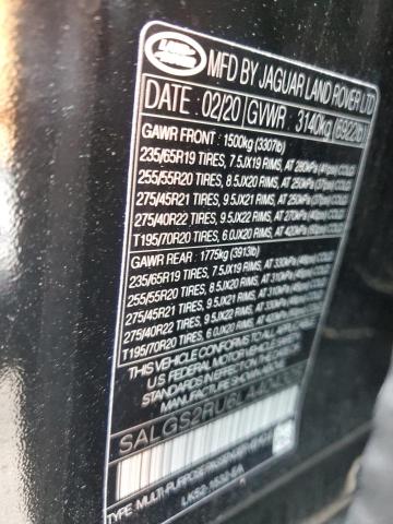 2020 LAND ROVER RANGE ROVE SALGS2RU6LA404325