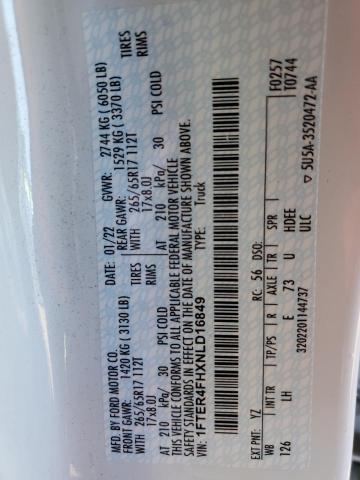 2022 FORD RANGER XL 1FTER4FHXNLD16849