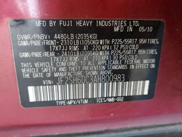 JF2SH6DC3AH800983 Subaru Forester 2.5x Limited