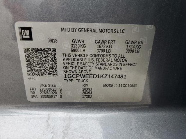 2019 CHEVROLET SILVERADO - 1GCPWEED1KZ147481